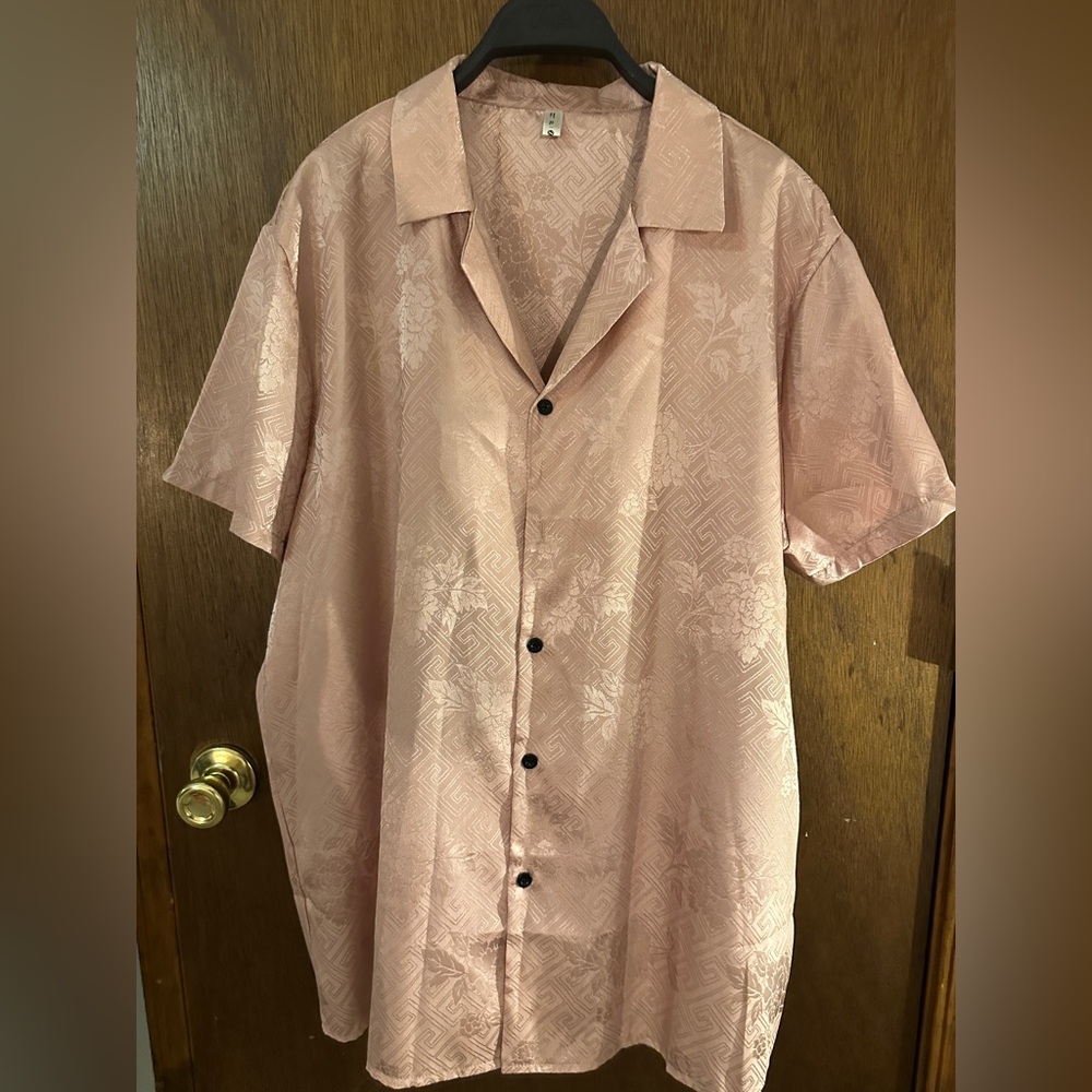 Z Man Light Blush Pink Patterned Button-Down Shirt